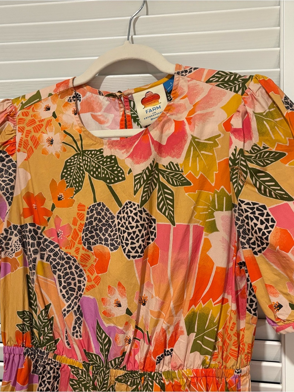FARM Rio Pink and Orange Floral Tiered Midi Dress - Picture 4 of 4